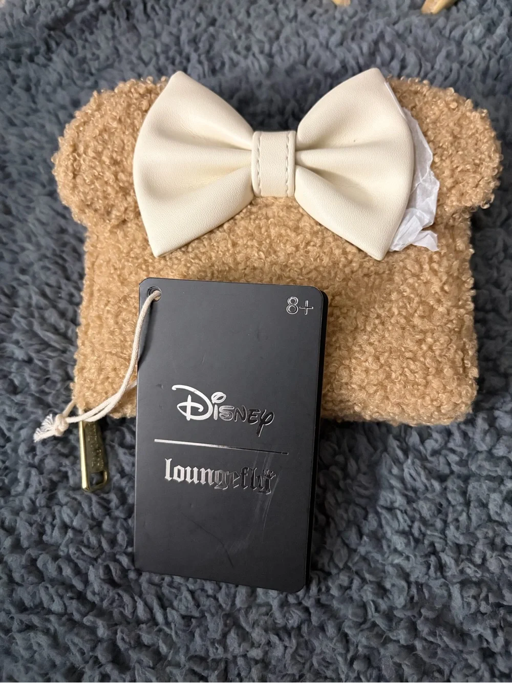 Disney Kids Teddy Ear Wallet in Tan with Cream Bow